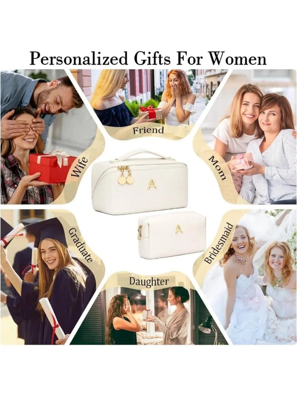 Personalized Waterproof Makeup Bag for Women & Teens | Open Flat Design
